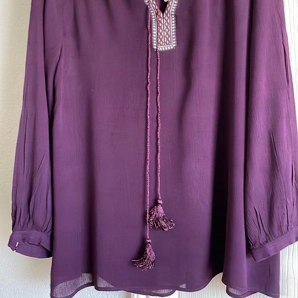 New with tag 1X Dark purple tunic with brown and white embroidery detail. - Picture 4 of 6